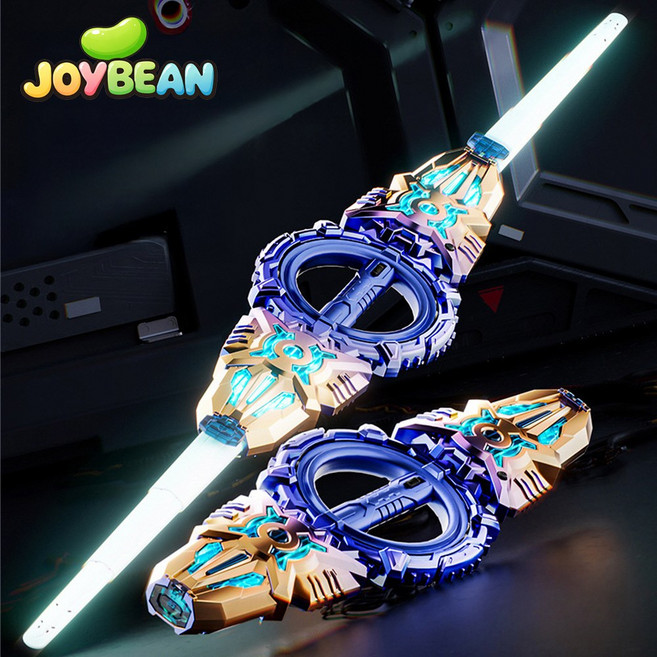 조이빈 LED 빛나는 스핀 레이저 광선검 양날검 소리나는 장난감칼, 골드, 1개