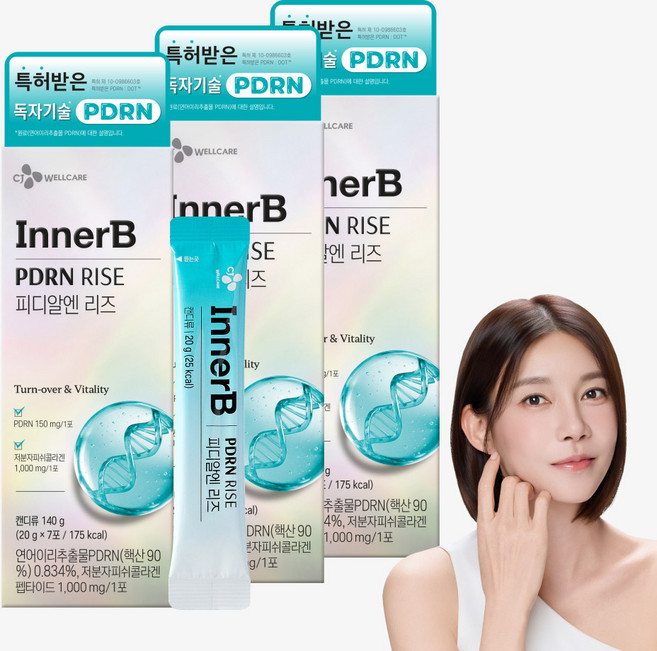 CJ 이너비 먹는 PDRN 150mg 콜라겐 뮤신 차예련의 피디알엔리즈, 3박스, 140g