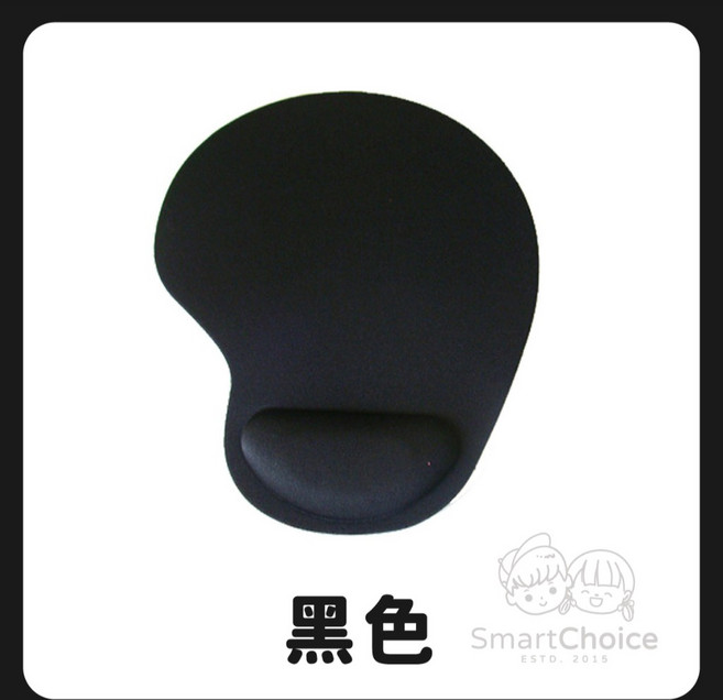 SmartChoice 人體工學護腕滑鼠墊 柔軟靠墊 防滑底部 適用電競辦公 尺寸24x20cm, 黑色, 1個