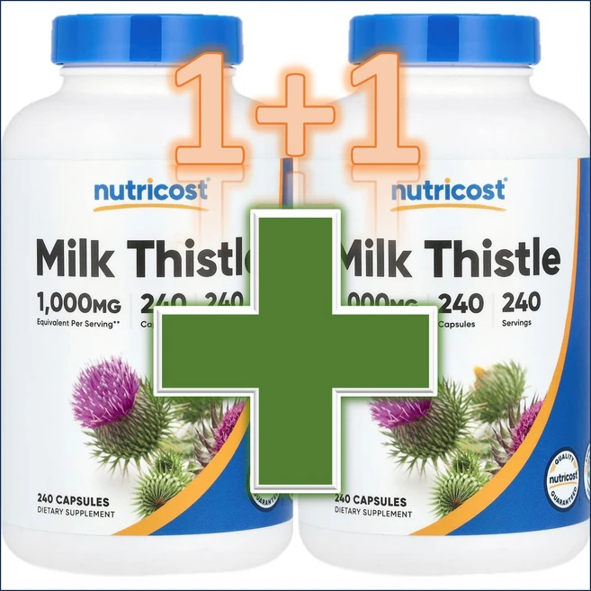 뉴트리코스트 밀크씨슬 1000mg 캡슐 Nutricost Milk Thistle, 240정 2개, 2개, 240정 - 쿠팡