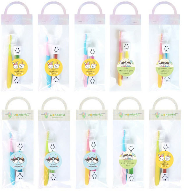 니즈엘 어린이 칫솔 생일 선물 답례품 어린이집 유치원 구디백 입학 초등학교 행사 단체 A세트(귀욤칫솔-손... 1개, 보여진 바와 같이