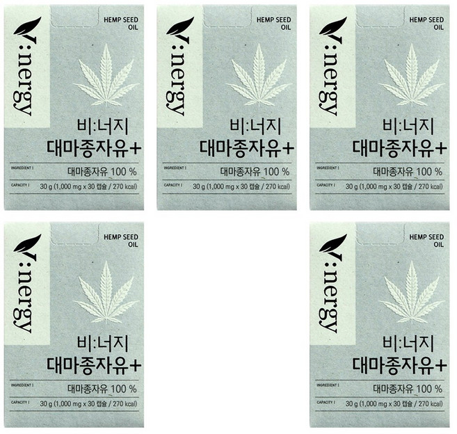 휴럼 비너지 대마종자유 플러스 1000mg x 30캡슐, 30정, 5개