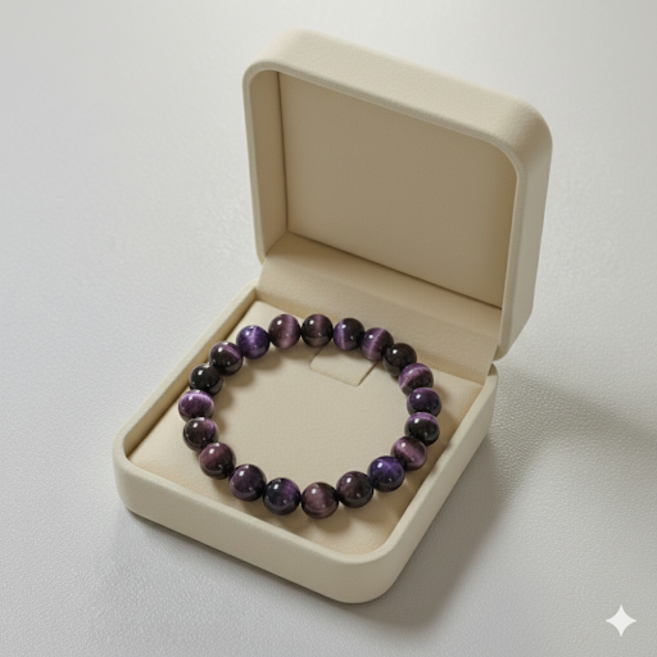 퍼플 타이거아이즈 원석 팔찌 행운템 보라호안석 원석팔찌