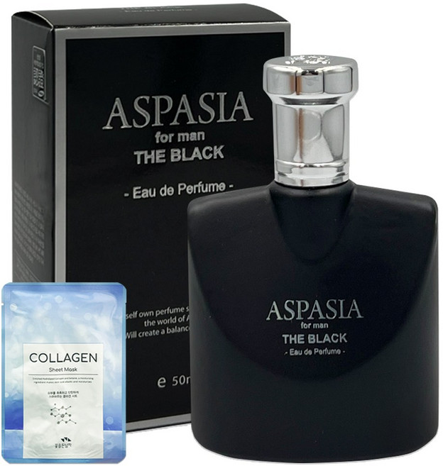 아스파시아 블랙 오드퍼퓸 남자향수 (+꽃을든남자 마스크팩), 1개, 50ml
