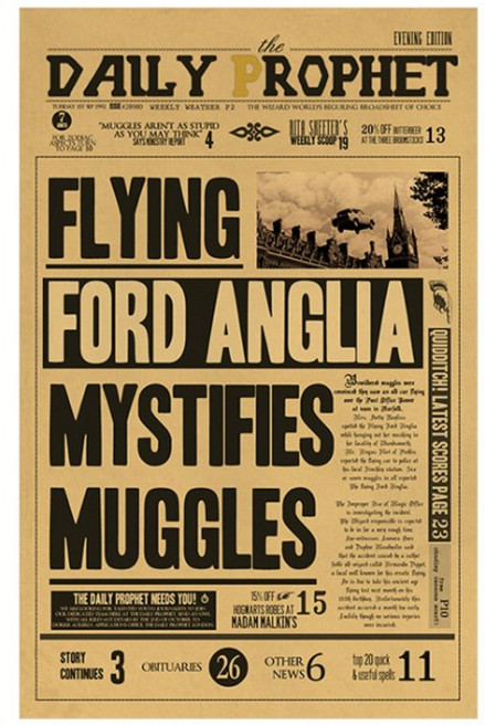 LAVERTON 영화 해리포터 36종 빈티지포스터 브로마이드 헤리 예언자일보 Harry Potter교육령 레트로 복고, R01-해리포터 32cm x 20cm