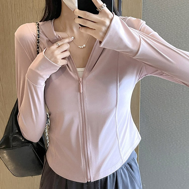 허블리 자외선차단 여성 쿨링 릴렉스핏 후드집업, 핑크