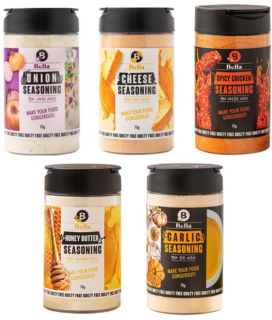 벨라 제로 시즈닝 치즈+어니언+허니버터+매운불닭+갈릭 5종 세트, 1세트