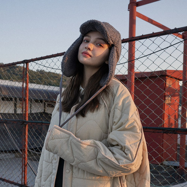 테크스킨 양털 후리스 이어머프 모자, 아이보리