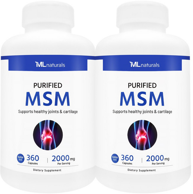 [미국빠른직구] 신제품 마이라이프 내추럴스 식이유황 MSM 2000mg (수퍼사이즈), 360정, 2개