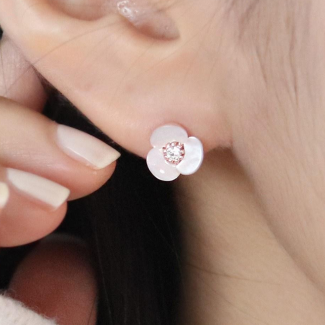 블루알로 여성 자개 925 은침 귀걸이