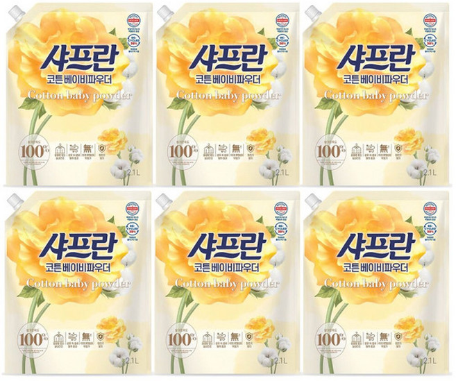 샤프란 섬유유연제 코튼앤크림 리필 2100ml X 6개, 2.1L