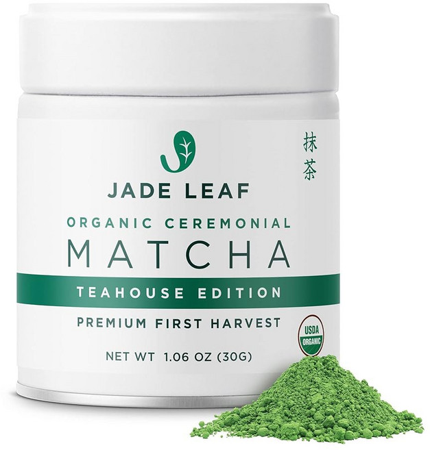제이드 리프 말차 유기농 의식용 등급 녹차 가루 | 일본산 정품 바리스타 에디션 카페 품질 좋은 차 & 라떼용 1파운드 벌크 파우치, Ceremonial Teahouse (Tub), 1.06 Ounce (Pack of 1), 1개, 1개