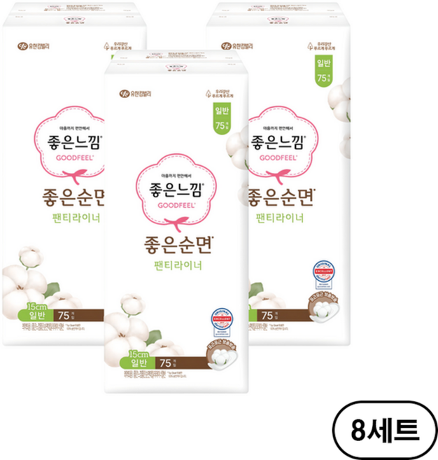 좋은느낌 좋은순면 일반 팬티라이너, 75개입, 24개