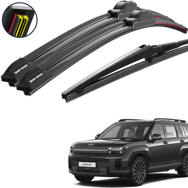 쉽딱 트리플 전면 후방 와이퍼 3P 세트, 디올뉴싼타페 mx5(23~현재)