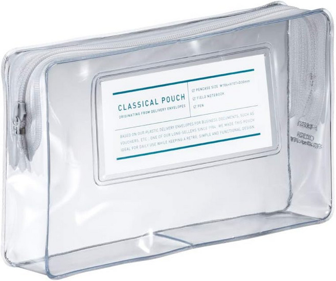 일본직배송 코쿠요 펜 케이스 브러시 박스 파우치 대용량 심플 투명 오시카츠 클래식 F-VFB231T, 1세트, clear-Pen case-Single Item