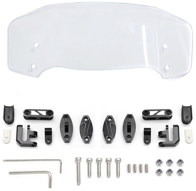 락모터스 오토바이 3세대 알루미늄브라켓 보조스크린 [ 35cm투명 ] 연장스크린 바람막이, 1세트