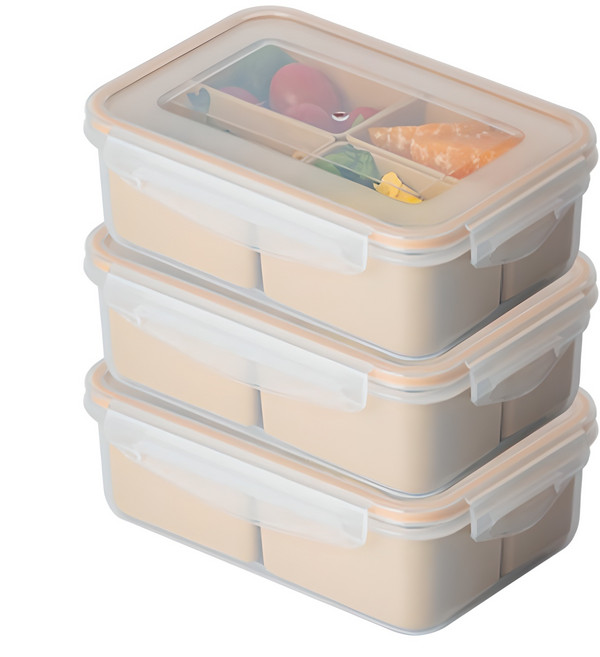 나누담 나눔 반찬통 밀프랩 4칸 밀폐용기, 1세트, 1.1L(3P)