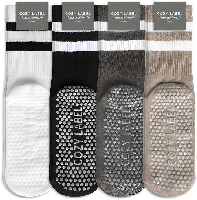 코지라벨 여성용 논슬립 더블링글 필라테스 스포츠양말 4켤레