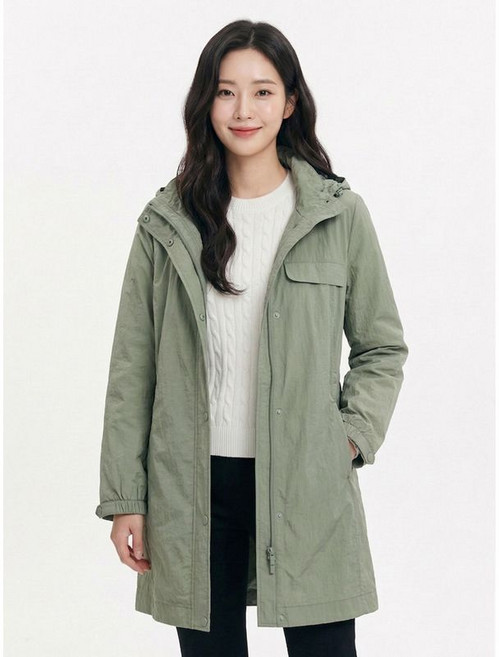 크로커다일레이디 카키 후드 로고 프린트 사파리 야상 점퍼 CLBMJP203