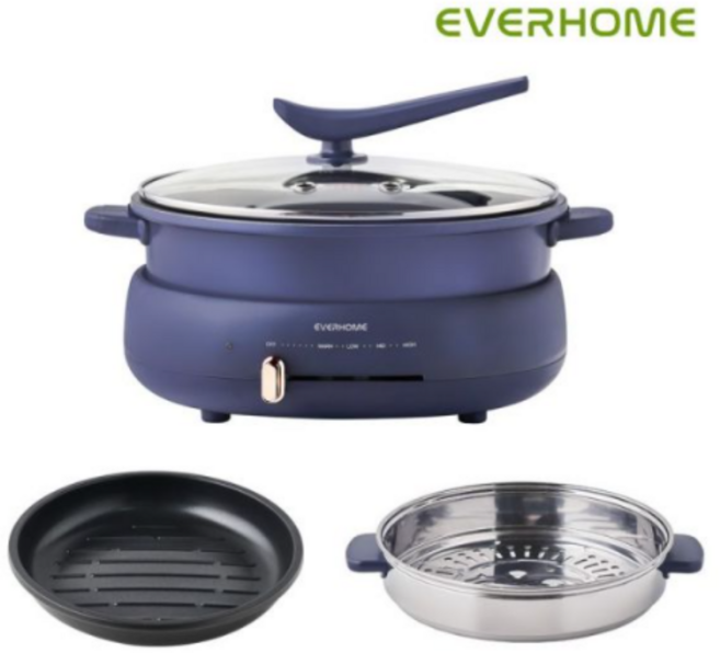 에버홈 스팀 멀티쿠커 전기냄비 MP8000, 28cm, 없음, 1개, 네이비