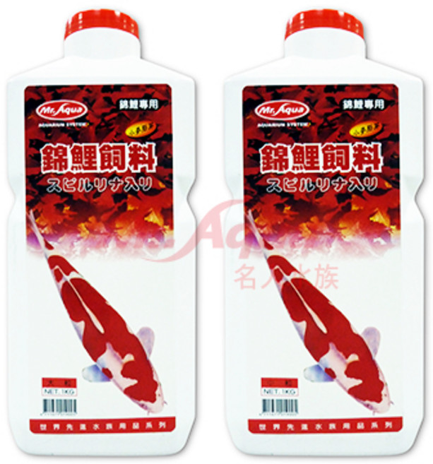 水族先生 MR.AQUA 錦鯉樂(紅)1kg 錦鯉飼料 籠鯉飼料 鯉魚飼料 觀賞魚飼料, 1個, MR.AQUA錦鯉樂 綠中－1KG