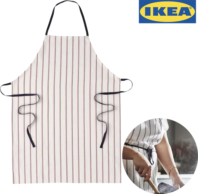 이케아 면 100% 기본 심플 가성비 앞치마 힐데군, 블루레드스트라이프, 1개