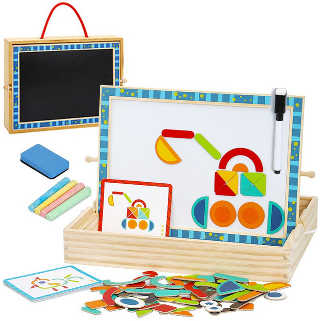 유아 모양 자석 퍼즐 보드판 양면 마카 분필 미니 그림 칠판, 1개