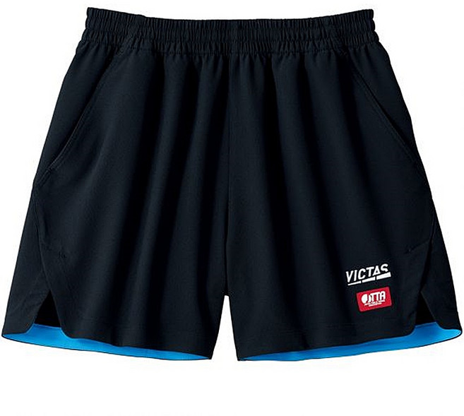 빅타스 탁구복 / 인사이드 햄 컬러 반바지 (블랙/터키쉬)