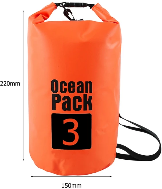 조절 가능한 어깨끈 방수 가방 드라이 팩 수영 래프팅 다이빙용 방수 팩 가방 20L 드라이 백, Orange color