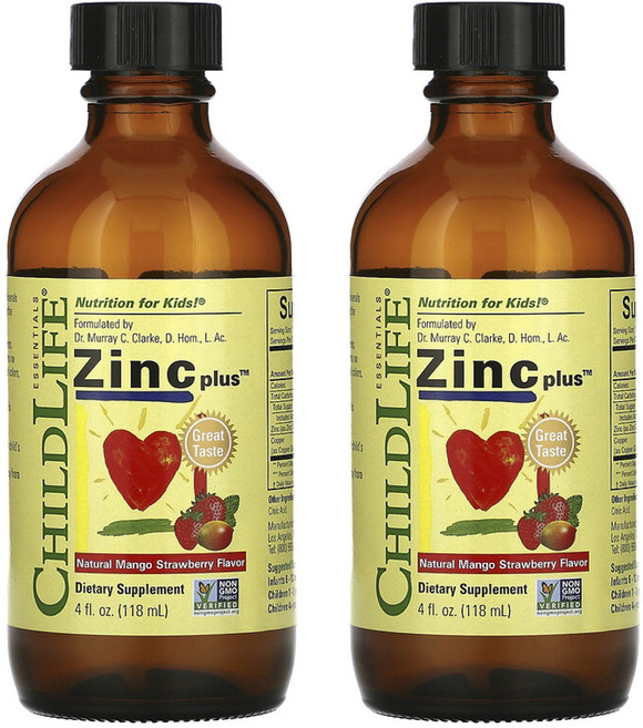 차일드라이프 어린이 아연 플러스 내추럴 망고 스트로베리, 118ml, 2개