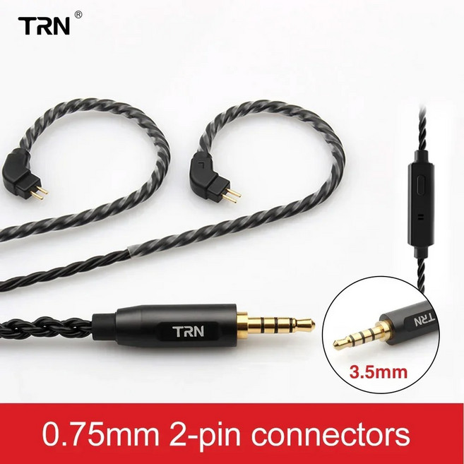 TRN A3 6 코어 이어폰 와이어 IEM 업그레이드 케이블 3 5mm 0 75 78mm 2 핀 MMCX V30 V20 V80 V90 ZST EDX ZS6, 0.75mm with MIC, 6) 0.75mm with MIC, 1개