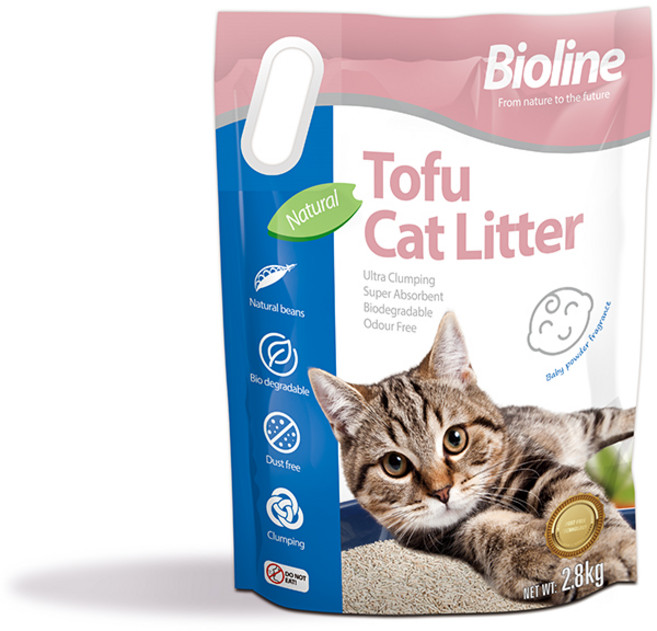 Bioline 고양이 두부모래 빠른응고 저먼지 사막화방지, 베이비파우더향, 1팩, 7L