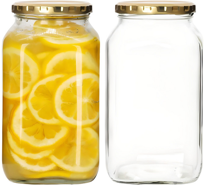 경성리빙테크 사각 유리병, 1.2L, 2개