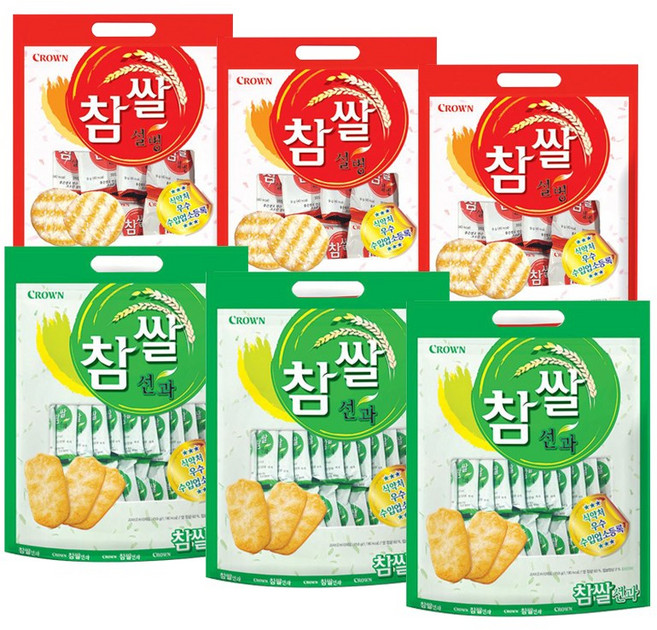 크라운 참쌀설병 270g x 3개 + 참쌀선과 253g x 3개 총 6봉지 1세트, 1개
