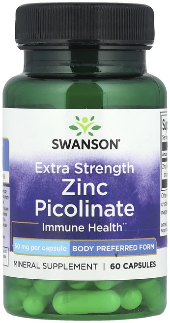 단백질 비타민 철분 마그내슘 칼슘 Swanson 아연 피콜리네이트 50mg 캡슐 60정 고루고루섭취해주세요, 1개 - 쿠팡
