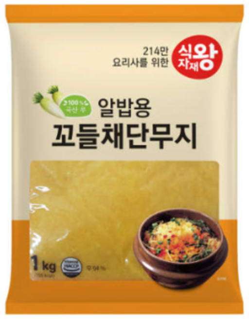 식자재왕 알밥용 꼬들채 단무지, 2개, 1kg