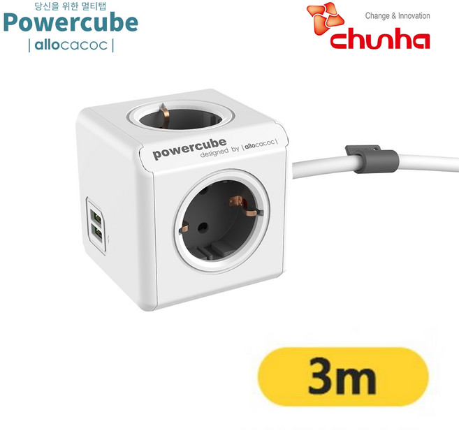 파워큐브 멀티탭 2.0 익스텐디드 USB 3m 화이트그레이 1454WY, 300cm, 1개