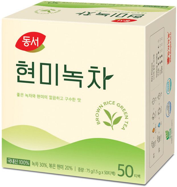 동서 현미녹차 50T 1개 티백차, 1.5g, 50개입
