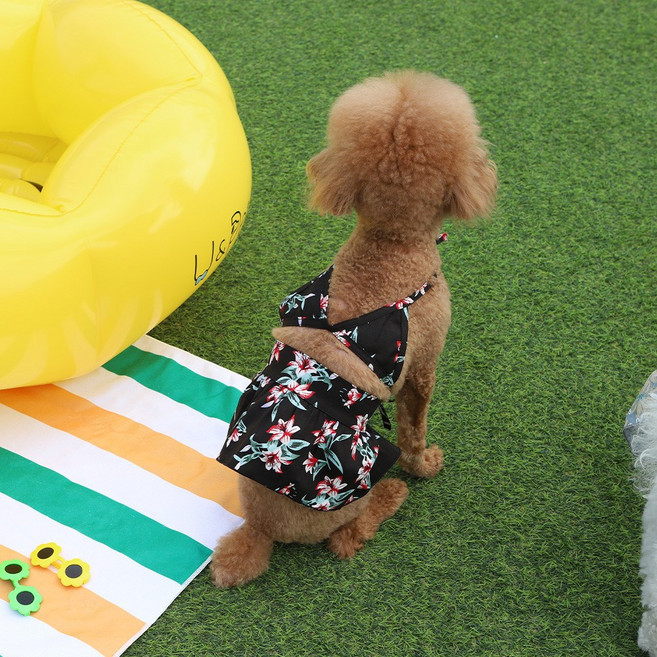 강아지옷 플라워 댕키니 수영복 비키니, 블랙, 2개