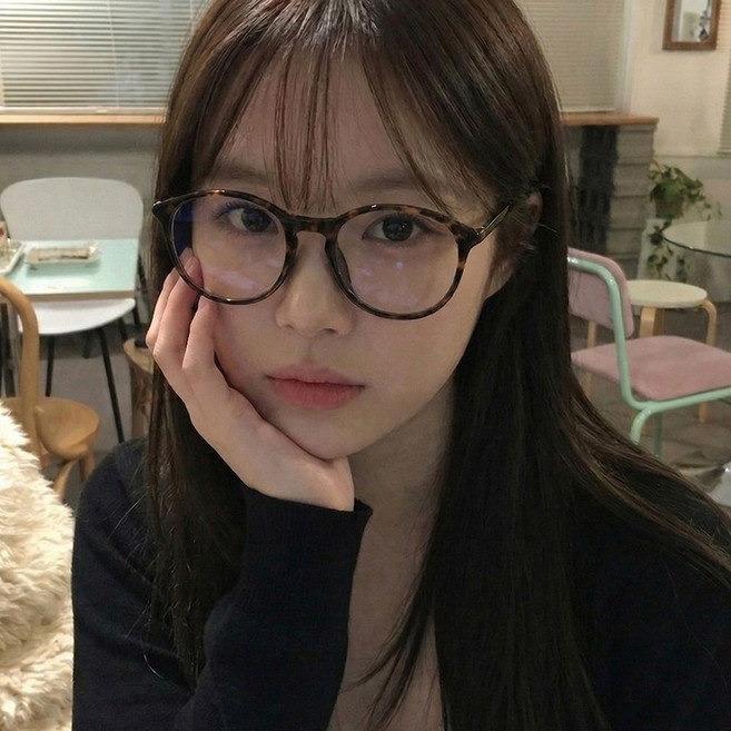 블링살롱 긱시크 빅사이즈 쿠키 호피 브라운 원형 얇은 뿔테 안경테