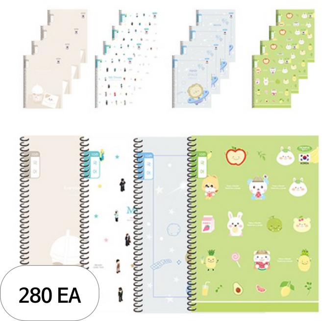 펜피아 1 000 초등 스프링노트 10칸국어 공용, 랜덤 발송, 280개