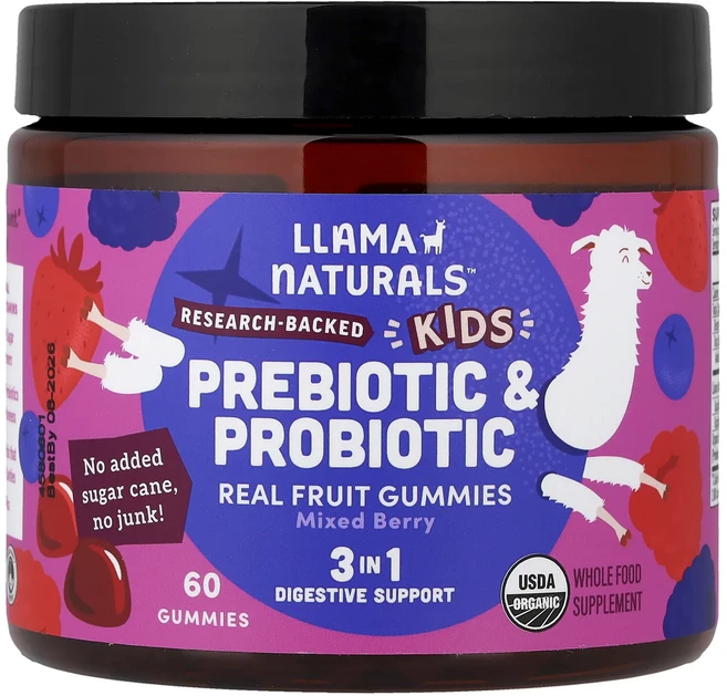 프리미엄상품 Llama Naturals 어린이용 프리바이오틱 및 프로바이오틱 천연 과일 구미젤리 혼합 베리 맛 구미젤리 60개 끝내주게잘나가는상품, LlamaNaturals어린이용프리바이오틱및프로바이오틱 - 쿠팡