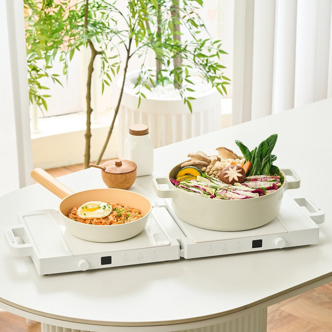 [폴더블] IH 스마트 2구 인덕션 3500W, 가지고 다닐 수 있는, 2 IN 1 인덕션