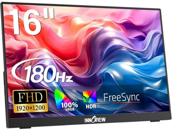 InnoView 15.6인치 휴대용 모니터 120Hz 2K QHD 2160x1440 | 100% sRGB HDR USB-C 및 HDMI 포트 2개가 있는 보조 노트북 맥북/스위, 16inch
