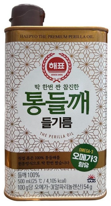 해표 통들깨 들기름 500ml, 1개