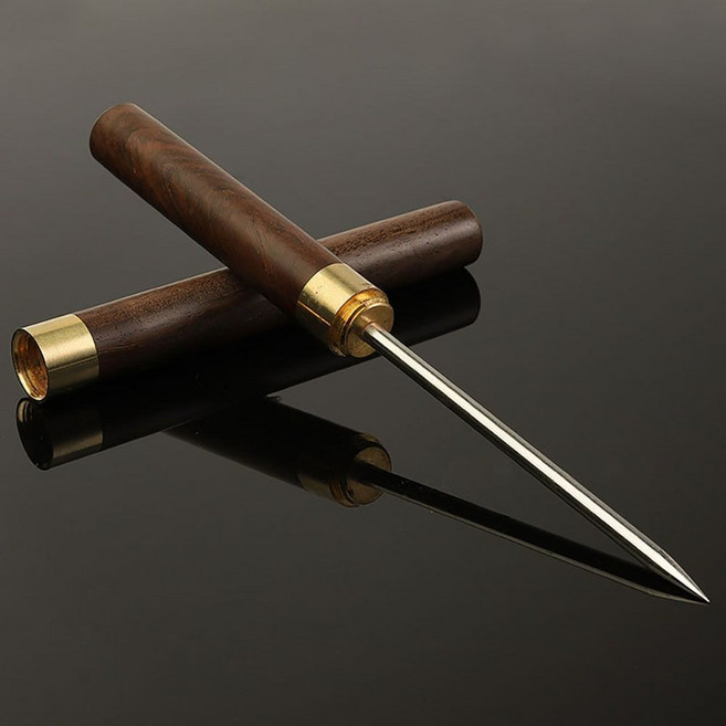 안전 나무 손잡이가 있는 세 갈래 스테인레스 스틸 아이스 픽 얼음 분쇄기 도구 바텐더에 이상적, 01 Ebony Wood