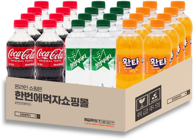 [한번에먹자] 300ml 작은페트 탄산음료 혼합세트 / 코카콜라 + 칠성사이다 + 환타오렌지 / 각8개씩 총24페트