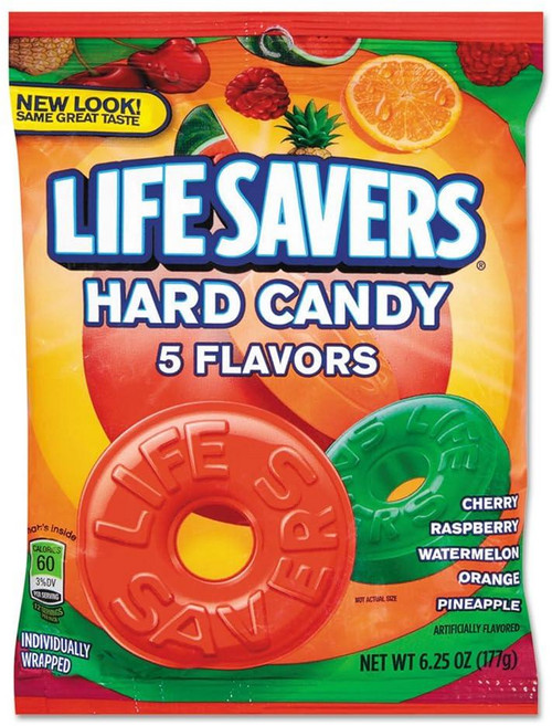 LifeSavers 88501 오리지널 5가지 맛의 하드 캔디 개별 포장 177.2g(6.5온스) 백, 177g, 1개