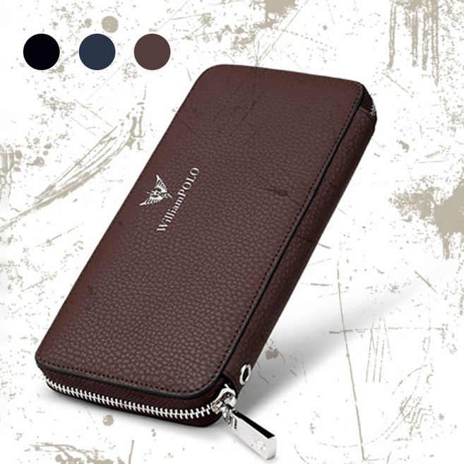 지퍼형 장지갑 고급 소가죽 휴대폰 통장 남자 지갑 선물