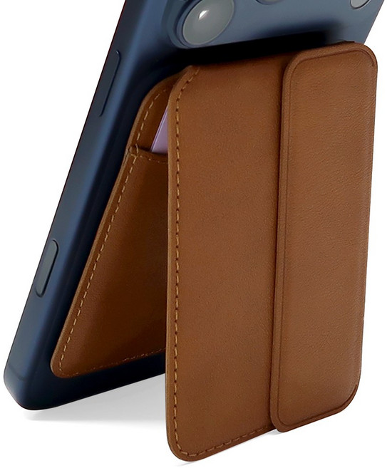 더조은셀러 맥세이프 프라임 폴딩 레더 카드 3장 수납 지갑 거치, 1개, 브라운